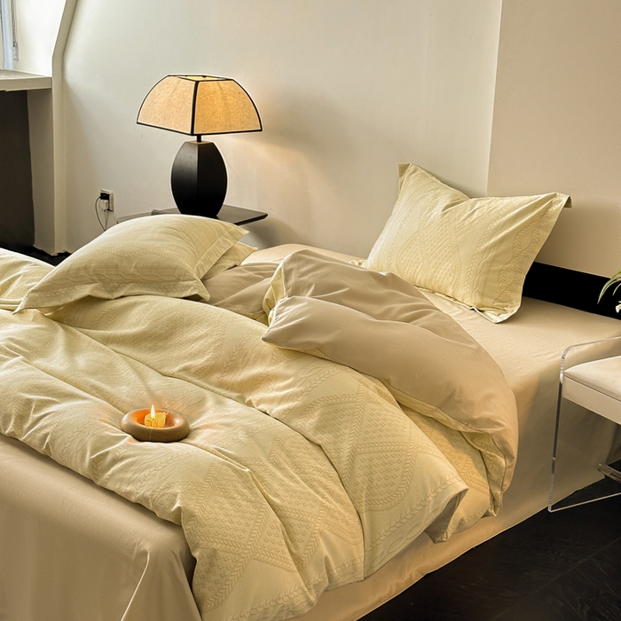 91家纺网 家纺一手货源 找家纺 涵宸家纺 2024新款亲肤全棉磨毛印花四件套--芬兰系列 绛纱米