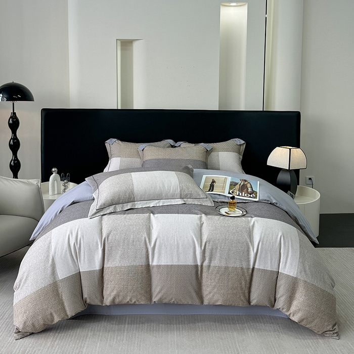 91家纺网 家纺一手货源 找家纺 2024新款A类全棉磨毛数码印花系列四件套 杰弗里黄灰