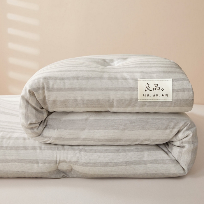 91家纺网 家纺一手货源 找家纺 荔禾家居 2024新款A类色拉绒无印贴标款大豆被子被芯 良品-浅云灰