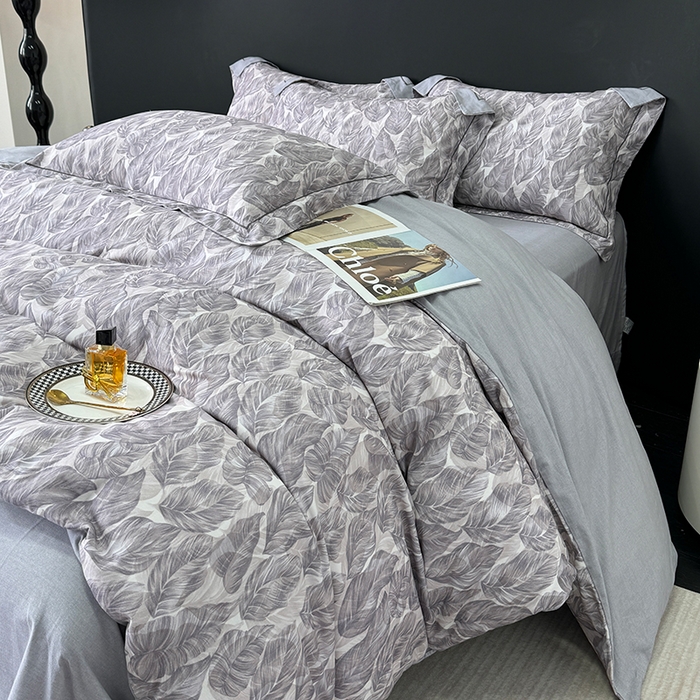 91家纺网 家纺一手货源 找家纺 2024新款A类全棉磨毛数码印花系列四件套 如伊灰