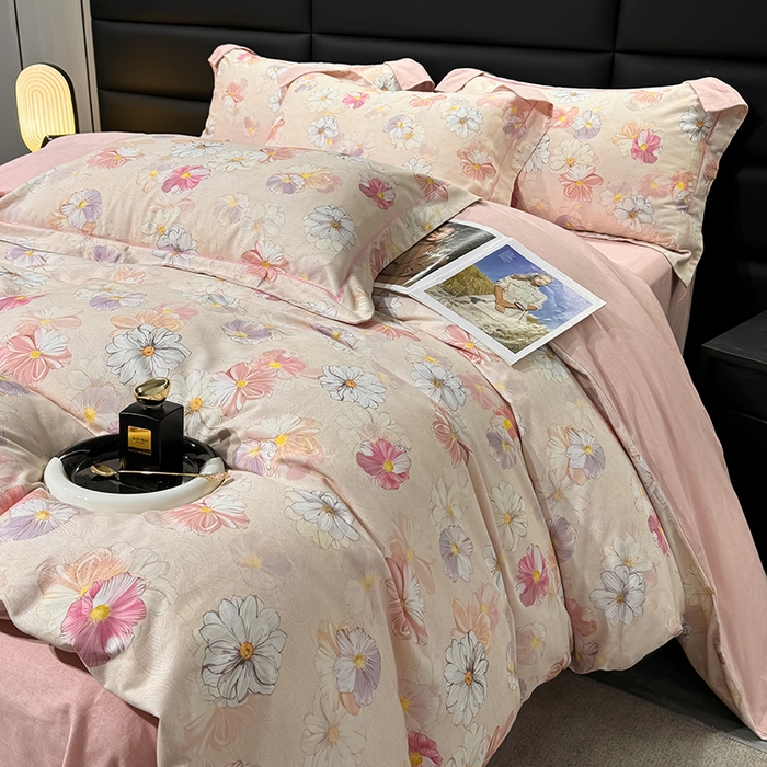 91家纺网 家纺一手货源 找家纺 2024新款A类全棉磨毛数码印花系列四件套 双花飘香