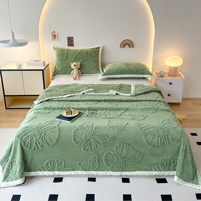 91家纺网 家纺一手货源 找家纺 （总）芸锦豪 2024新款蝴蝶提花毛毯包边款