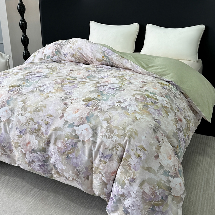 91家纺网 家纺一手货源 找家纺 2024新款A类全棉磨毛数码印花系列单被套 云慕黄