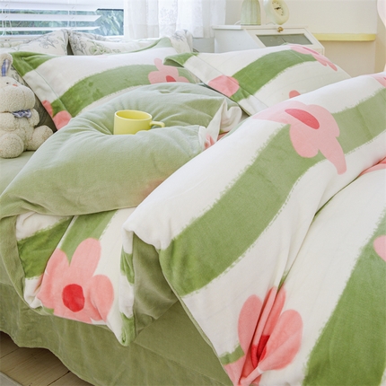 91家纺网 家纺一手货源 找家纺 （总）锦罗绣 2024新款加厚牛奶绒四件套印花四件套单被套