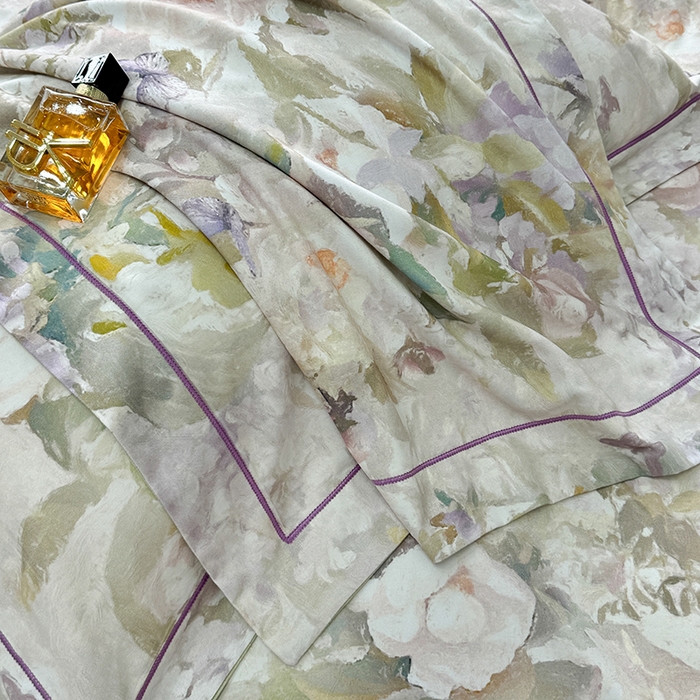 91家纺网 家纺一手货源 找家纺 2024新款A类全棉磨毛数码印花系列四件套 云慕黄