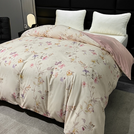 91家纺网 家纺一手货源 找家纺 2024新款A类全棉磨毛数码印花系列单被套 美兮浅香粉
