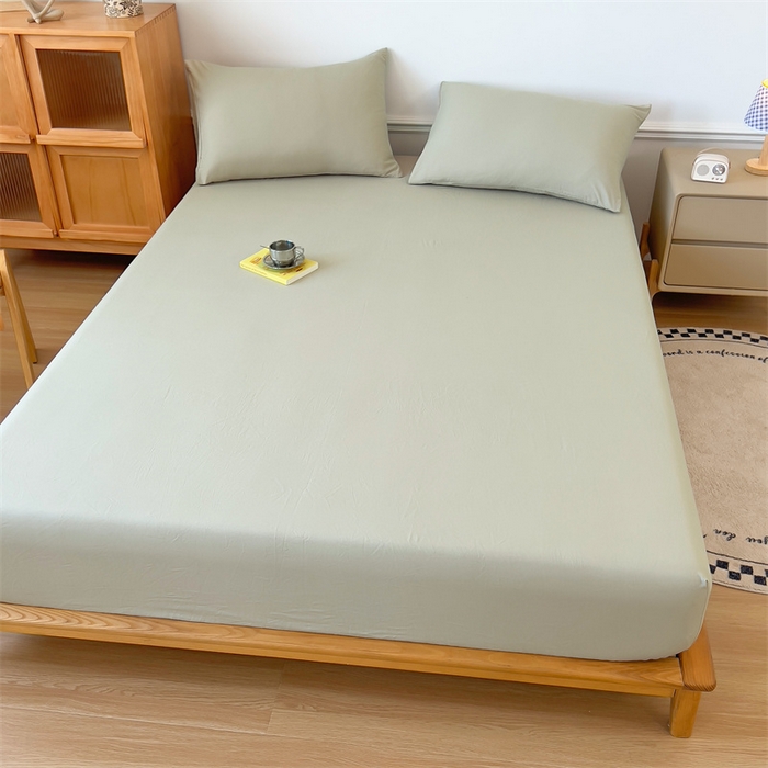 91家纺网 家纺一手货源 找家纺 多品 2024新款水洗棉皱皱纱单品床笠 奶茶咖