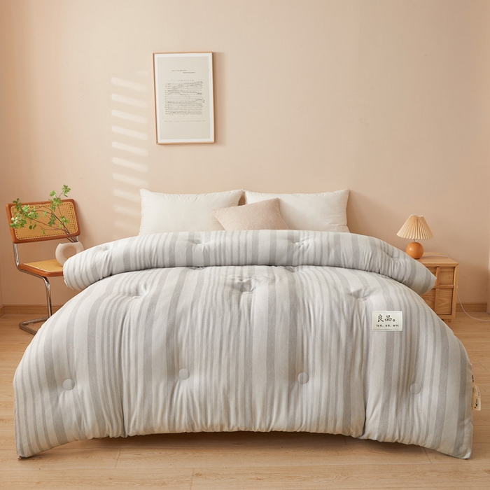 91家纺网 家纺一手货源 找家纺 荔禾家居 2024新款A类色拉绒无印贴标款大豆被子被芯 良品-浅云灰