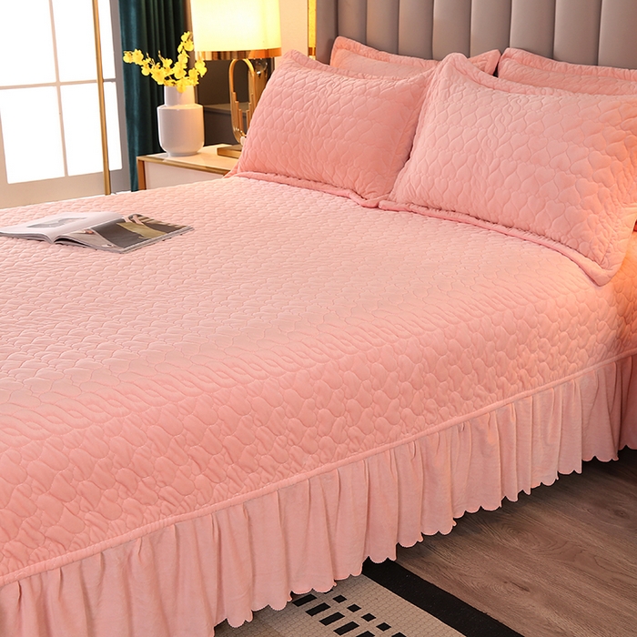 91家纺网 家纺一手货源 找家纺 芸锦豪 2024新款宝宝绒床盖 玫瑰粉