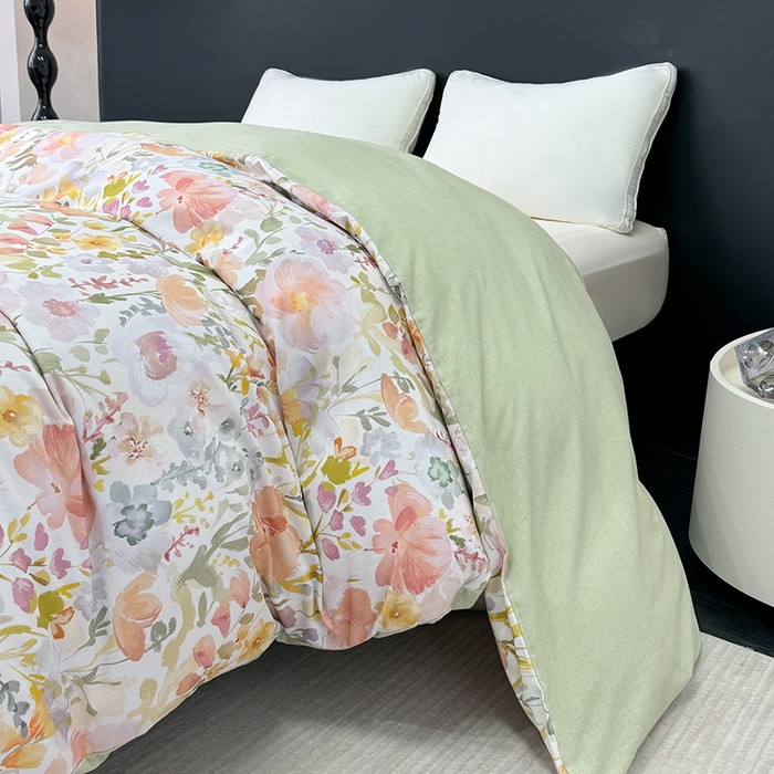 91家纺网 家纺一手货源 找家纺 2024新款A类全棉磨毛数码印花系列单被套 春日油彩米