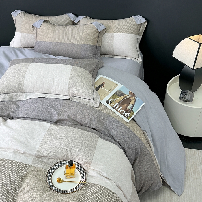 91家纺网 家纺一手货源 找家纺 2024新款A类全棉磨毛数码印花系列四件套 杰弗里黄灰