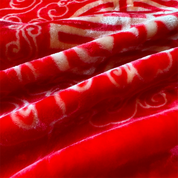 91家纺网 家纺一手货源 找家纺 2024新款婚庆双层高密云毛毯毯子 喜传天下