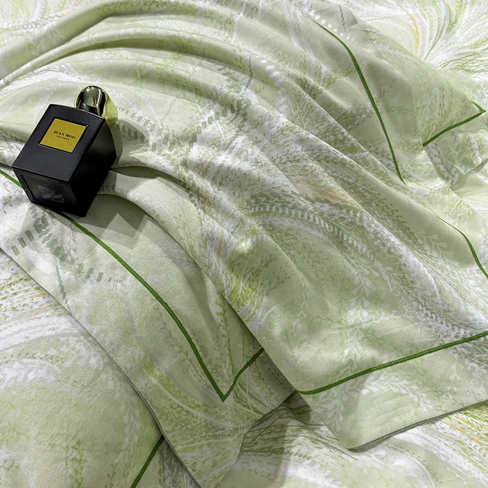 91家纺网 家纺一手货源 找家纺 2024新款A类全棉磨毛数码印花系列四件套 麦穗绿