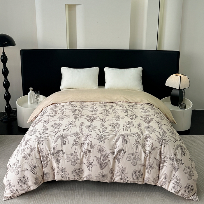 91家纺网 家纺一手货源 找家纺 2024新款A类全棉磨毛数码印花系列单被套 叶舒