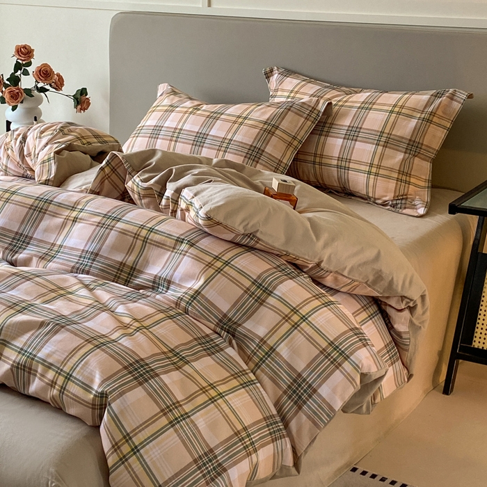 91家纺网 家纺一手货源 找家纺 涵宸家纺 2024新款亲肤全棉磨毛印花四件套--芬兰系列 冻柠茶