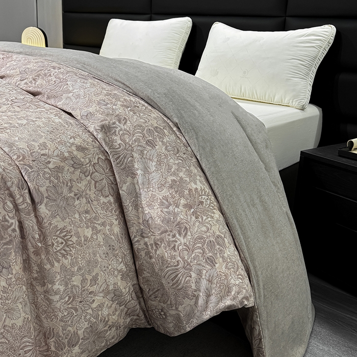 91家纺网 家纺一手货源 找家纺 2024新款A类全棉磨毛数码印花系列单被套 莉娅灰