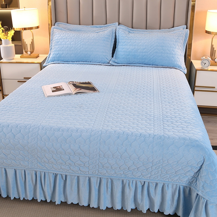 91家纺网 家纺一手货源 找家纺 芸锦豪 2024新款宝宝绒床盖 浅蓝