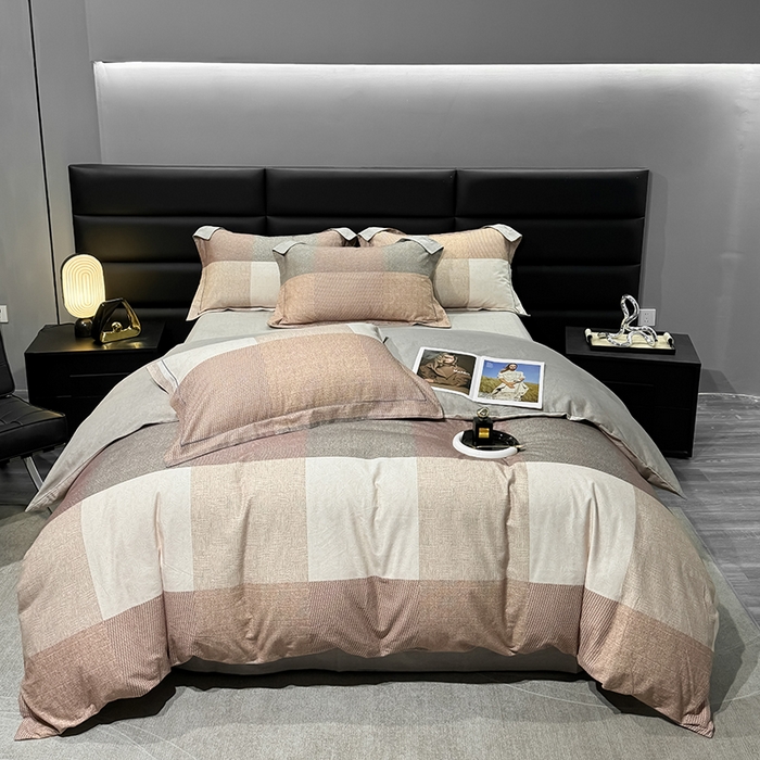 91家纺网 家纺一手货源 找家纺 2024新款A类全棉磨毛数码印花系列四件套 杰弗里咖