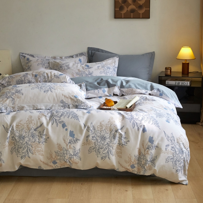 91家纺网 家纺一手货源 找家纺 涵宸家纺 2024新款亲肤全棉磨毛印花四件套--芬兰系列 1蓝调