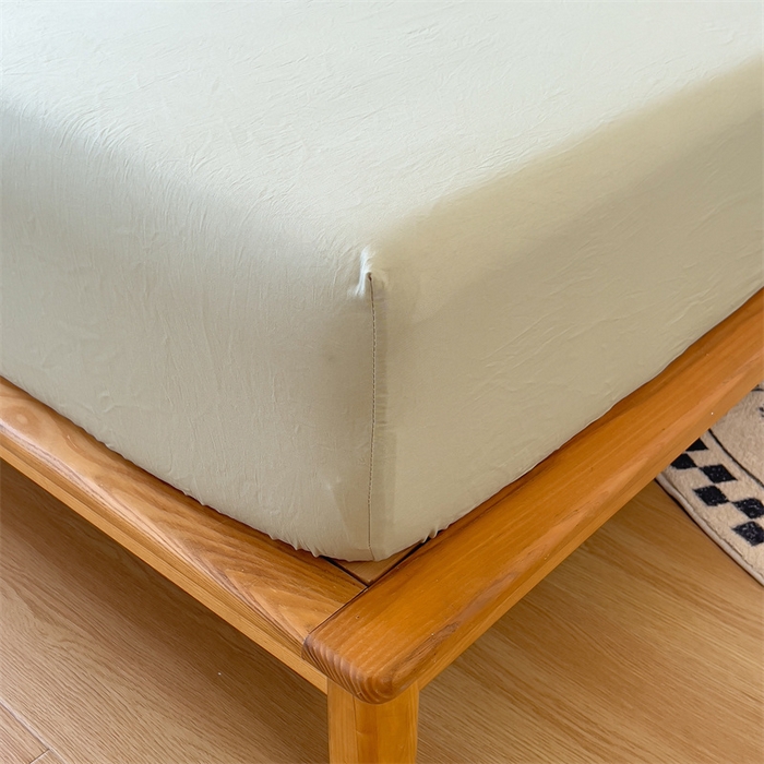 91家纺网 家纺一手货源 找家纺 多品 2024新款水洗棉皱皱纱单品床笠 奶茶咖