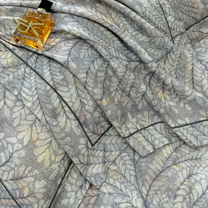 91家纺网 家纺一手货源 找家纺 2024新款A类全棉磨毛数码印花系列四件套 麦穗花期灰