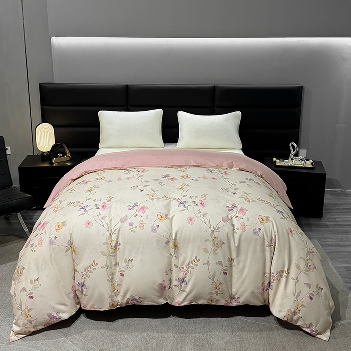 91家纺网 家纺一手货源 找家纺 2024新款A类全棉磨毛数码印花系列单被套 美兮浅香粉