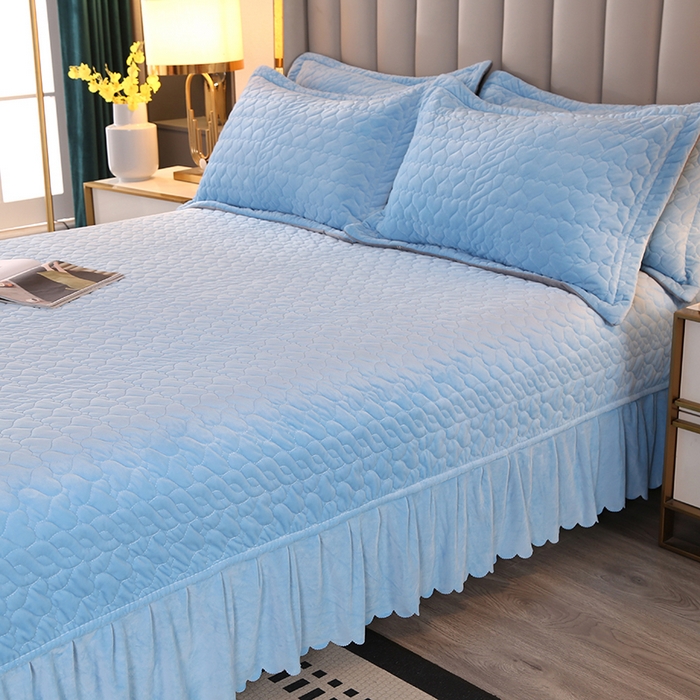 91家纺网 家纺一手货源 找家纺 芸锦豪 2024新款宝宝绒床盖 浅蓝