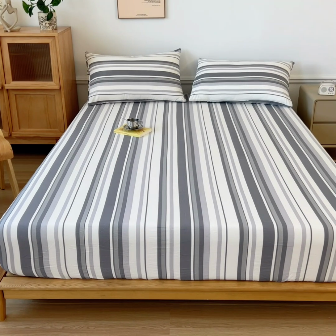 91家纺网 家纺一手货源 找家纺 多品 2024新款水洗棉皱皱纱单品床笠 墨尔本