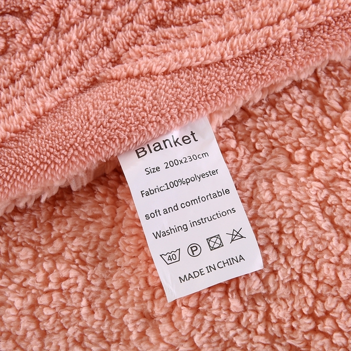 91家纺网 家纺一手货源 找家纺 巴木赫 2024新款8字配色双层羊羔绒毛毯 粉色