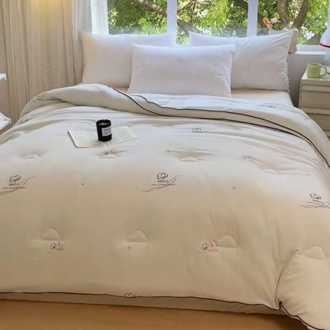 91家纺网 家纺一手货源 找家纺 默忆 2025新款亲肤雪绒棉保暖被芯立体棉冬被被子春秋被 雪棉朵朵-月白