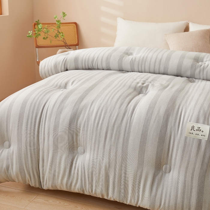 91家纺网 家纺一手货源 找家纺 荔禾家居 2024新款A类色拉绒无印贴标款大豆被子被芯 良品-浅云灰