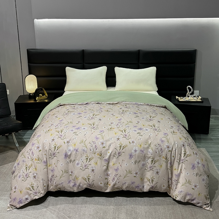 91家纺网 家纺一手货源 找家纺 2024新款A类全棉磨毛数码印花系列单被套 唯有暗香灰