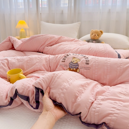 91家纺网 家纺一手货源 找家纺 U被家纺 2025新款云棉学生冬被-小熊系列 小熊-蓝