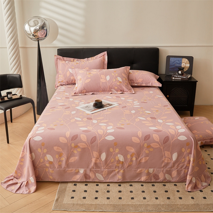 91家纺网 家纺一手货源 找家纺 缦彩 （支持一件定制）2024新款全棉被套加厚生态磨毛学生单被套纯棉被罩 温温晨语-粉