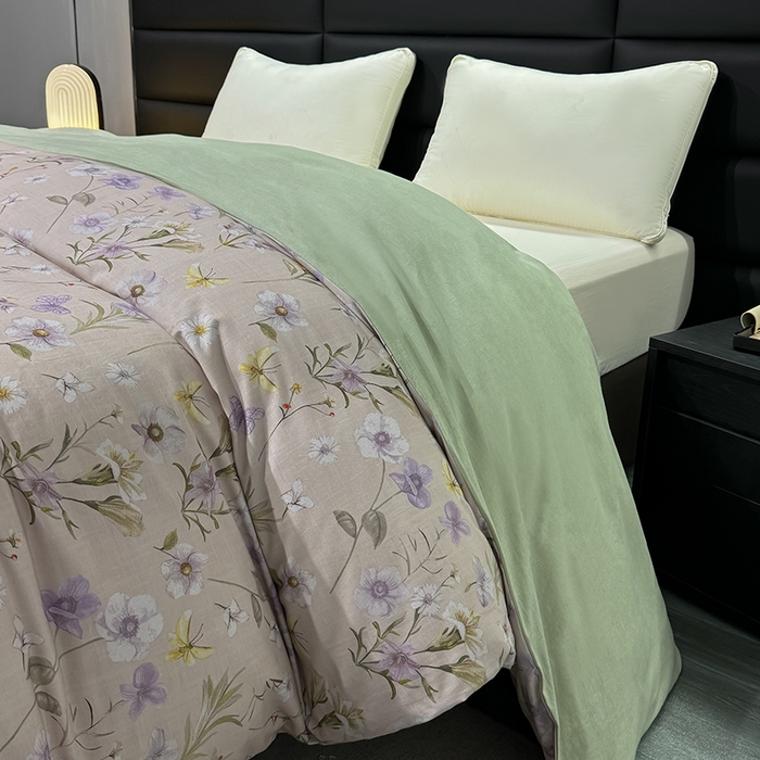 91家纺网 家纺一手货源 找家纺 2024新款A类全棉磨毛数码印花系列单被套 唯有暗香灰