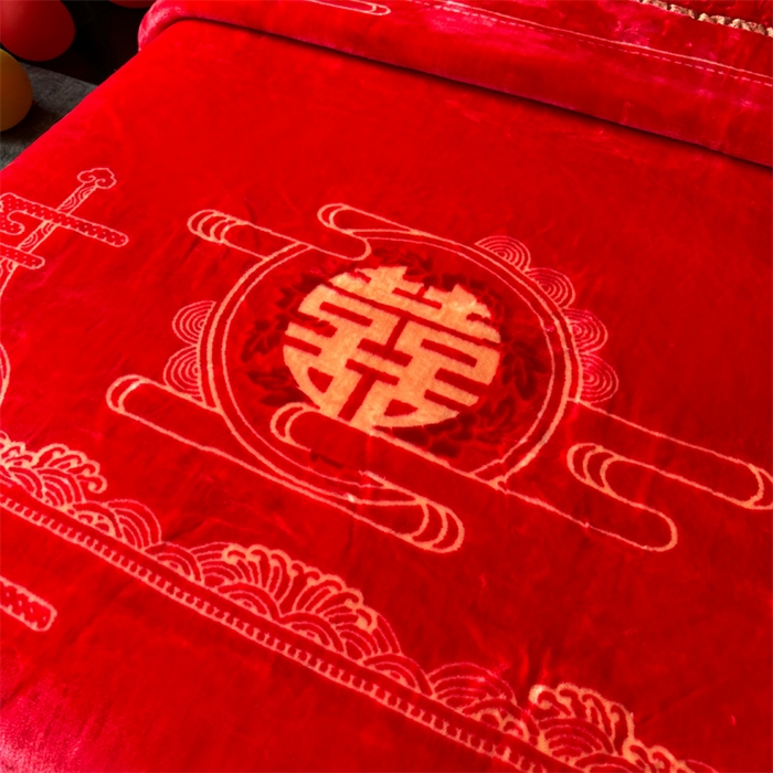91家纺网 家纺一手货源 找家纺 （总）2024新款婚庆双层高密云毛毯毯子
