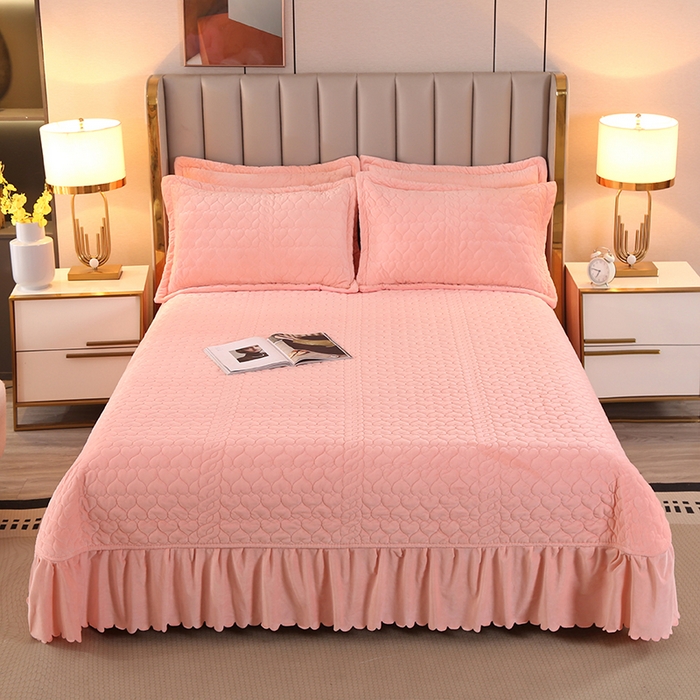 91家纺网 家纺一手货源 找家纺 芸锦豪 2024新款宝宝绒床盖 玫瑰粉