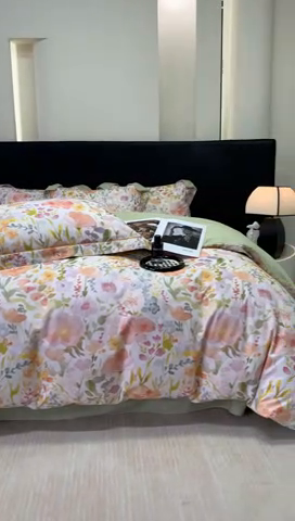 91家纺网 家纺一手货源 找家纺 2024新款A类全棉磨毛数码印花系列四件套 春日油彩米