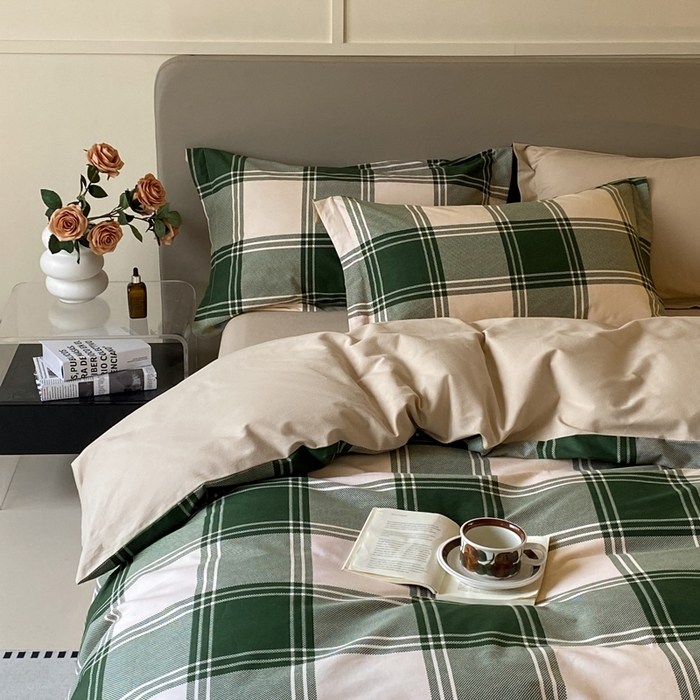 91家纺网 家纺一手货源 找家纺 涵宸家纺 2024新款亲肤全棉磨毛印花四件套--芬兰系列 半山松石