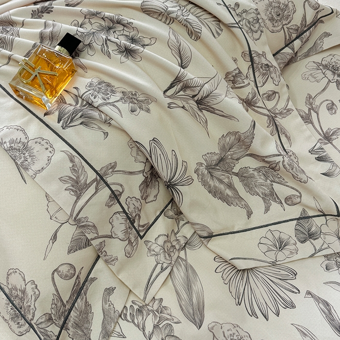 91家纺网 家纺一手货源 找家纺 2024新款A类全棉磨毛数码印花系列四件套 叶舒