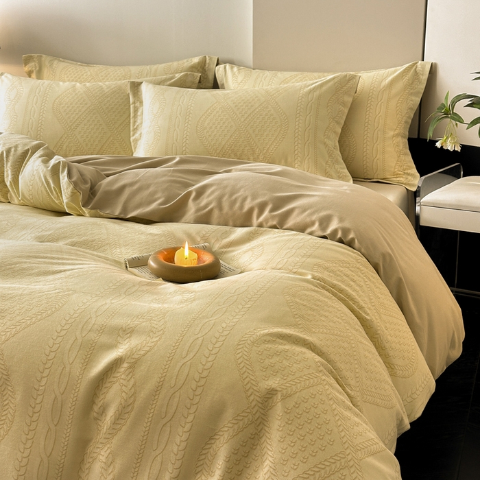 91家纺网 家纺一手货源 找家纺 涵宸家纺 2024新款亲肤全棉磨毛印花四件套--芬兰系列 绛纱米