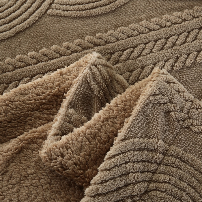 91家纺网 家纺一手货源 找家纺 巴木赫 2024新款8字配色双层羊羔绒毛毯 深棕