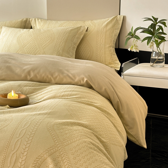 91家纺网 家纺一手货源 找家纺 涵宸家纺 2024新款亲肤全棉磨毛印花四件套--芬兰系列 绛纱米