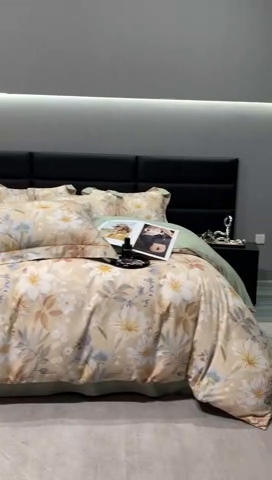 91家纺网 家纺一手货源 找家纺 2024新款A类全棉磨毛数码印花系列四件套 亭语花间