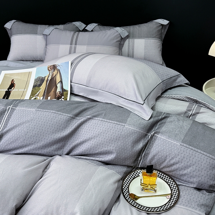 91家纺网 家纺一手货源 找家纺 2024新款A类全棉磨毛数码印花系列四件套 杰弗里灰