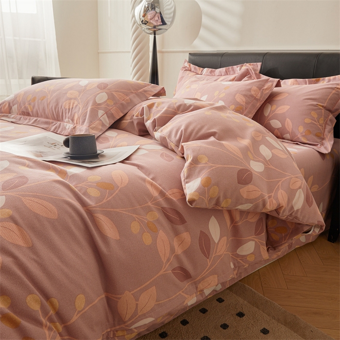 91家纺网 家纺一手货源 找家纺 缦彩 （支持一件定制）2024新款全棉被套加厚生态磨毛学生单被套纯棉被罩 温温晨语-粉