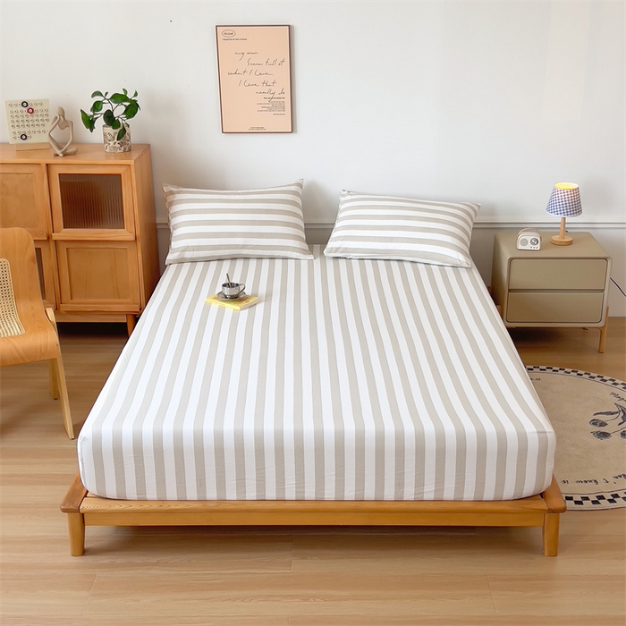 91家纺网 家纺一手货源 找家纺 多品 2024新款水洗棉皱皱纱单品床笠 暮落浅咖