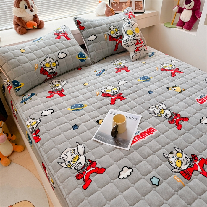 91家纺网 家纺一手货源 找家纺 迪梦思 2024新款正版授权卡通牛奶绒床垫床护垫 学生床垫床笠 奥特曼战士-床笠款