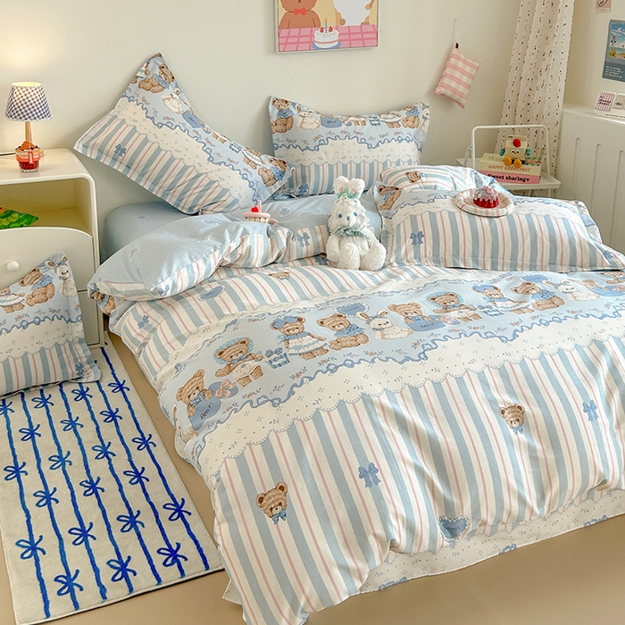 91家纺网 家纺一手货源 找家纺 绵庭家纺 2024新款全棉印花套件系列-洛丽塔 满堂小熊