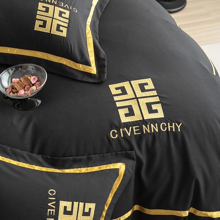 91家纺网 家纺一手货源 找家纺 富宁家纺 2025新款亲肤棉磨毛刺绣四件套-梵希系列 黑